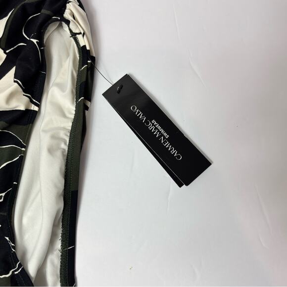 CARMEN MARC VALVO SWIMWEAR BLACK FLORAL PRINT HIGH WAISTED BIKINI BOTTOM LARGE - Picture 5 of 5